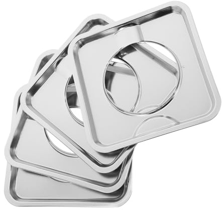SHINEOFI Lot de 4 Lèchefrites Carrés pour Brûleurs de Cuisinière à Gaz en Acier Inoxydable Argenté, Légers et Anti-projections D'huile, Adaptés aux Plaques de Cuisson Gaz