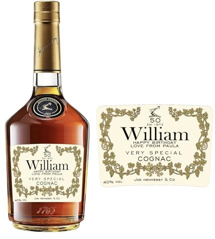 Personalised Cognac Bottle Label/Sticker - Add Your Own Text - Easy to Apply (70cl)
