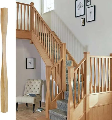 Pali per ringhiera per scale moderne, 5 x 5 cm, colonne di ricambio in legno massiccio per scale quadrate, supporto decorativo per corrimano per scale interne (set da 2)