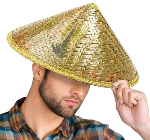 Rice Hat - Vietnamese Hat | Bambo | Chinese | Chinese Oriental | Bambo Sun | Handmade Weave Straw | Tourism Rain Cap | Fishing Rice | Asian Sun | Retro Rattan | Stylish Light Yellow
