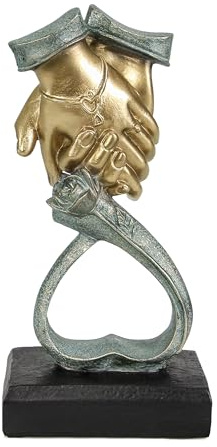 Xintim Goldene Handskulptur mit Herz-Geste, Moderne Deko Figur als Romantisches Geschenk für Frauen Partner Freundin, Elegante Skulptur für Hochzeitstag Geburtstag, Abstrakte Kunst Heimdekoration