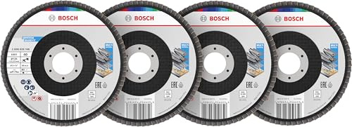 Bosch 15x X451 Fächerschleifscheiben Set (für Stahl, Aluminium, Ø 125 mm, Körnung 40, 60, 80, 120, Professional Zubehör Großer Winkelschleifer)