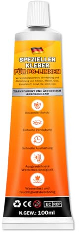 Acrylkleber, 100ml Sekundenkleber Glas, Acrylglas Kleber, Transparent & Wasserfest, Sekundenkleber Extra Stark für Kunststoff, Geeignet für Glas, Acrylglas, Metall, Keramik und mehr