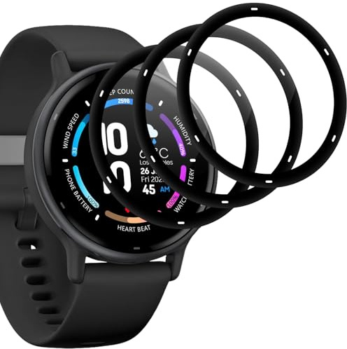 Joeyu (3 pièces) Protection d’écran pour Garmin Vivoactive 5, vitre, Dureté 9H, Anti-Éclats, Sans Bulles, Anti-Rayures, film verre trempé