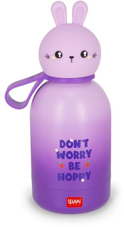 LEGAMI - Thermosflasche für Kinder Hot&Cold BFF, Motiv Bunny, aus doppelwandigem Edelstahl 18/8 mit luftdichtem Verschluss, hält 12 Stunden warm und 24 Stunden kalt, Fassungsvermögen 310 ml