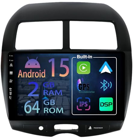 [2+64GB] 10.1 Zoll Android 15 Autoradio Für Mitsubishi ASX 2010-2016 Peugeot 4008 Citroen C4 2007-2013 Radio Carplay Stereo Wireless Car Play GPS Navi Bildschirm Navigation Player