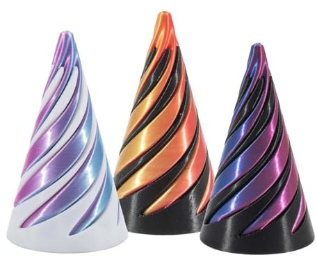 3 Pcs Spiral Cone Fidget Toy, 3D Printed Fidget Toy, Anxiety Relief Mini Fun Toy,Triangle Desktop Pass Through Passthrough Sculpture Twisty cones, for Home, Office, and Desk Decor
