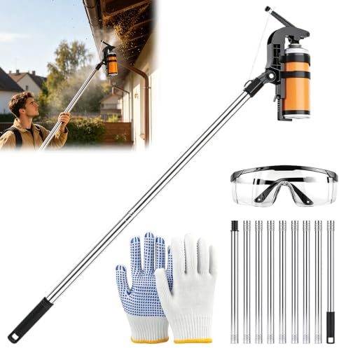 HOVCEH 3.6M Sprühdosen Verlängerungsstangen Adapter,Spraydosen Verlängerung mit Handschuhe und Schutzbrille,Einstellbarer Winkel SprühstangeTeleskopstange für Aerosoldose,Sprühfarbe,Fensterreinigung