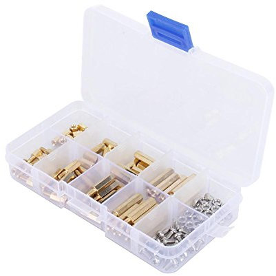 120Pcs M3 Männlich Weiblich Messing Spacer Distanzhülse Schraubenmutter für Kommunikation Elektronik Medizinische Geräte Unterlegscheiben Sortiment mit Aufbewahrung Flach Box