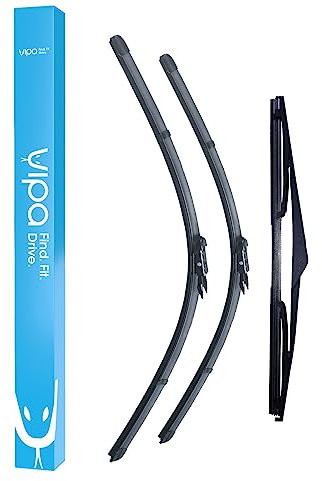 Vipa Car Parts Premium Wiper Blade Set | fits: VAUXHALL CORSA E Hatchback (Oct 2014 to Nov 2019) | All-Weather Performance | Durable, Streak-Free Windshield Wipers | Easy Installation