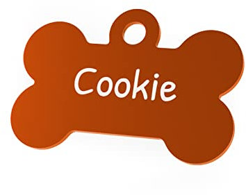 ENGRAVO Hundemarke mit Gravur in Orange 32mm | Knochen Halsbandanhänger personalisiert | Namensschild für Halsband | Anhänger Marke für Hunde, Welpen & Katzen | Dog Tag mit Wunschgravur
