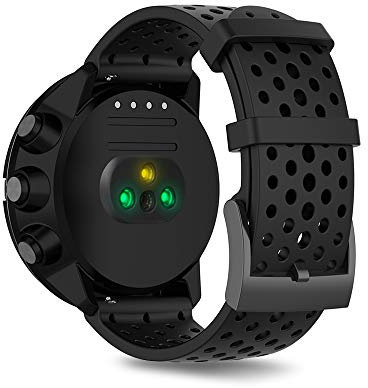 SeaFicco 24mm Cinturini di Ricambio Silicone Cinturino dell'orologio a Sgancio Rapido Compatibile con Suunto 9/9 Baro / 7 / D5 /Spartan Sport Wrist HR Baro (S, Nero)