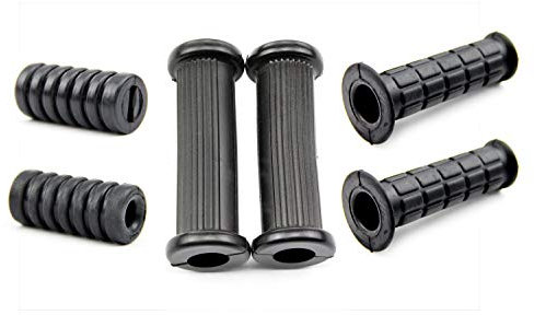 BISOMO Gummiteile-Set, 6-teilig, Lenkergriff, Kickstarter, Gasdrehgriff, Fußraste, Originale Form, Fußschaltung, Rutschfest, Geeignet für Simson S50, S51, S53, S70, S83 & Enduro, Schwarz