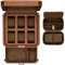 Leder-Geschenkset mit 6 Fächern und Schublade für Herren, Luxus-Uhrengehäuse, Display-Organizer, Mikro-Wildlederfutter, abschließbare Schmuckschatulle, Aufbewahrungsboxen, großes Glas, Hellbraun/Braun