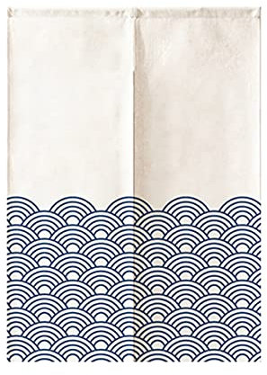 Hiseng Japonais Noren De Rideau de Porte Diviseur Tapisserie Fenêtre Rideaux Panneau, Tenture Décoration pour Chambre à Coucher Cuisine Restaurant Embrasure (Texture radiante,80x120cm)