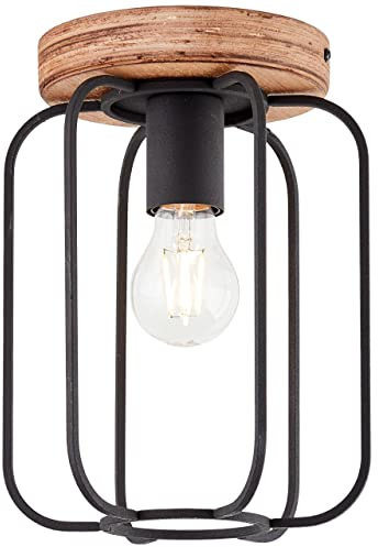 BRILLIANT Lampe, Tosh Deckenleuchte 20cm antik holz/schwarz korund, 1x A60, E27, 40W, Holz aus nachhaltiger Waldwirtschaft (FSC)