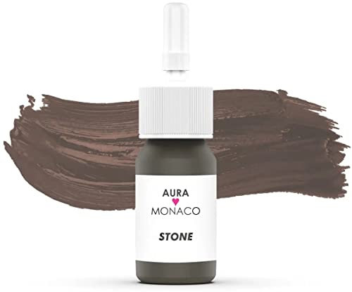 AURA Monaco | Microblading & PMU Farbe – REACH-konformes Premium PMU Pigment für Powder Brows, Microblading & alle PMU-Techniken, 3 ml Hygienefläschchen, Made in Germany (Stone)