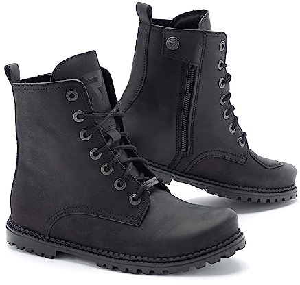 REBELHORN Nomad Motorradstiefel | Rindsleder | Ortholite Schaumeinlage | Dreifachnähte | Knöchelprotektoren | Langer Reißverschluss