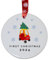 Second Ave Baby First Christmas Tree on Car White Ceramic Hanging Circle Christmas Xmas Tree Decoration Bauble
