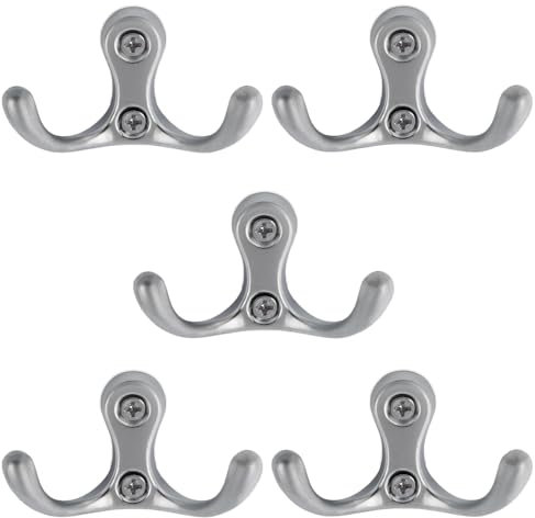 Mavö 5 Stück Kleiderhaken Haken Garderobe doppelt Garderobenhaken Wand Wandhaken Handtuchhaken Sam chrom matt