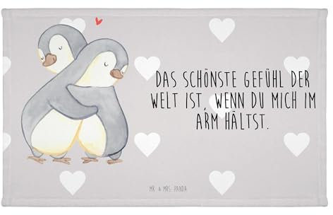 Mr. & Mrs. Panda Gäste Handtuch Pinguine Kuscheln - Geschenk, Freund, Gästetuch, Reisehandtuch, Liebesgeschenk, Ehefrau, Heiratsantrag, Mitbringsel,