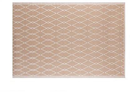 LOLAhome Alfombra jardín Rombos Zante sostenible de Polipropileno Trenzado Beige de 140x200 cm