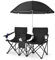 COSTWAY Chaise de Camping Pliante, Fauteuil de Jardin 2 Places avec Glacière, Porte-gobelet, Parasol, Sac,152x52x85CM, Charge Max 113 KG, pour Randonnée, Plage, Pêche (Noir, 2 Places)
