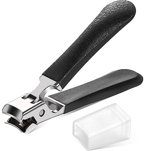 HuaJiao Nail Clippers for Thick Nails, Heavy Duty Toenail Clippers Large Handle Toe Nail Clippers for Thick Fingernail Toenail Men and Women, Black