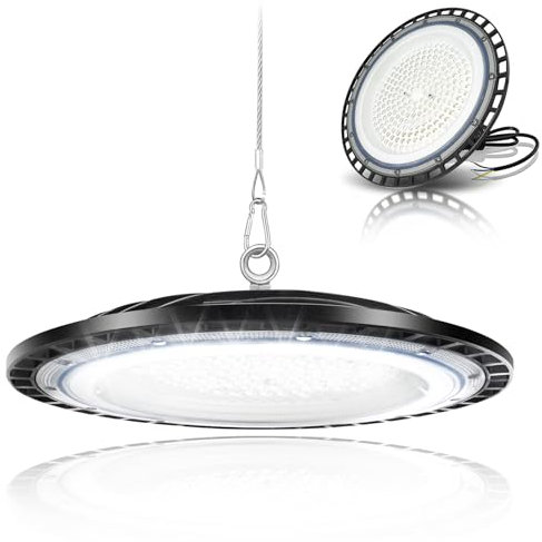 100W UFO LED High Bay lumière, 10000LM Led Industriel Lumière 6500K Blanc Projecteur LED Exterieur IP65 Étanche Eclairage Atelier UFO LED High Bay Lights pour Garage/Usine/Atelier/Parkings/Gymnase