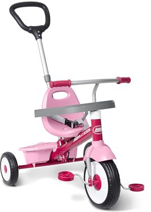 Radio Flyer 3-in-1 Stroll 'N Trike, Pink Toddler Trike For 1.5-5 Years Old