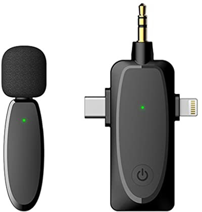 maikefeng 3 in 1 Wireless Lavalier Microphone with Audio Monitor Function 120m Range Mic for Computer Camera