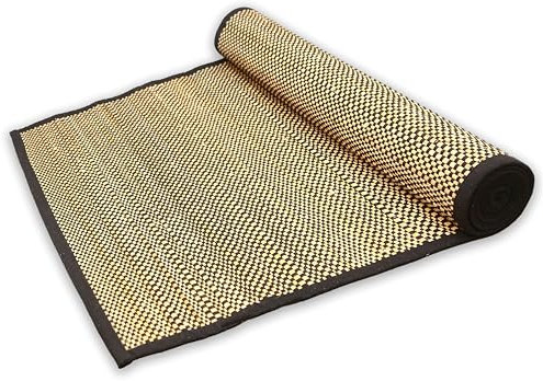 LFH Home Handmade Straw Yoga Mat For Exercise, Workout, Fitness - Perfect Heavy Quality Eco Friendly Natural Straw Reversible Yoga Mats for Men & Women - 72x24 Inch (Black)