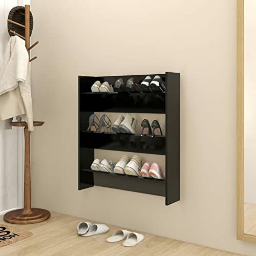 Bulliing Wand-Schuhschrank Schwarz 80x18x90 cm Holzwerkstoff Schuhschrank HäNgend Sneaker Regal