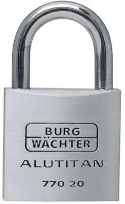 BURG-WÄCHTER Cadenas avec clé, épaisseur de l'anse de 3,5 mm, corps en aluminium massif, intérieur inoxydable, 2 clés, titane d'aluminium 770 20 SB, aluminium