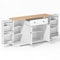 Armario de cocina multifuncional de 138 cm, aparador con cajón, puertas de estantería y estantes ajustables, diseño moderno con protección antivuelco, para cocina, salón y dormitorio (natural+blanco)