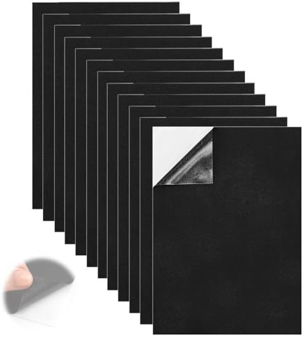 12 Piezas 1mm Goma EVA Adhesiva Espuma, 21 x 30 cm Gomaespuma, Almohadillas de Espuma Autoadhesivas Negra, Antideslizante Almohadillas de Goma, Self Adhesive Felt Sheets para la Protección de Muebles