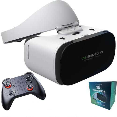 CXCZFG VR Headset Für Smartphones Mit Controller, Virtual Reality Brille, Stereo Kopfhörer, 3D Brille, VR-Brille Für Fernsehen, Filme, Videospiele(053)