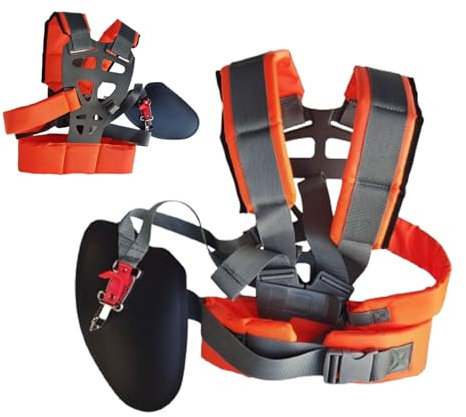 Arnés de desbrozadora Ajustable, Correas De Hombro Ajustables para Cortacésped, Correa De Hombro Acolchada, Correa Doble Cómoda, Arnés Desbrozadora con Cinturón Acolchado Cómodo, Herramientas Jardin