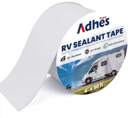 ADHES Wohnwagen Dichtband Weiß, 100MM x 15M Wasserdicht Caravan Dichtband, | Butylgummi, für RV Wohnmobil, Selbstklebend Fenster, für Dach,Caravan,Rohrleitung
