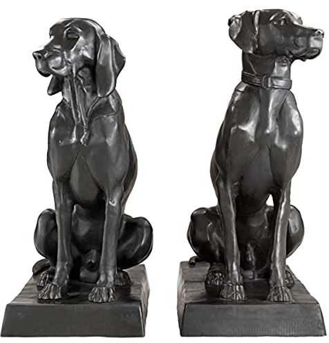 Casa Padrino Luxus Bronzefiguren 2er Set Hunde 32 x 60 x H. 73 cm - Limited Edition