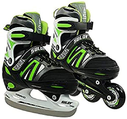 SULOV Rollschuhe/Schlittschuhe Marko 2v1, Schwarz/Grün, S