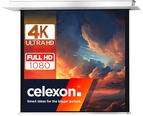 celexon Pantalla para Escuela, proyección, presentación y Cine en casa empotrable motorizada Profesional Plus hasta 4K - 160 x 160 cm - 1:1