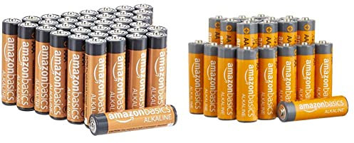 Amazon Basics Batterie alcaline AAA 1.5 Volt, Performance, confezione da 36 & Batterie alcaline AA 1.5 Volt, Performance, confezione da 20