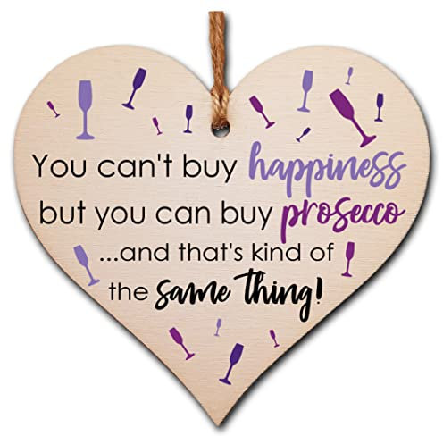 Handgefertigt aus Holz Schild zum Aufhängen Herz Geschenk ideal für Prosecco Liebhaber Neuheit Funny Andenken