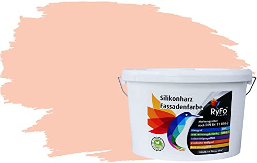 RyFo Colors Silikonharz Fassadenfarbe Lotuseffekt Trend Weißtöne Roséweiß 10l - bunte Fassadenfarbe, weitere Weiß Farbtöne und Größen erhältlich, Deckkraft Klasse 1
