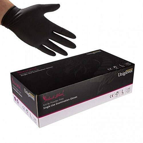 We Can Source It Ltd - Nitrile Powder Free Examination Gloves - Tattoo Tattooist Valeting Mechanic Black Disposable Gloves - Medium - 300 Gloves (3 Boxes)