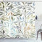 ABAKUHAUS Blätter Duschvorhang, Aquarell-Blumenmuster, Stoffliches Gewebe Badezimmerdekorationsset mit Haken, 175 x 180 cm, Elfenbein