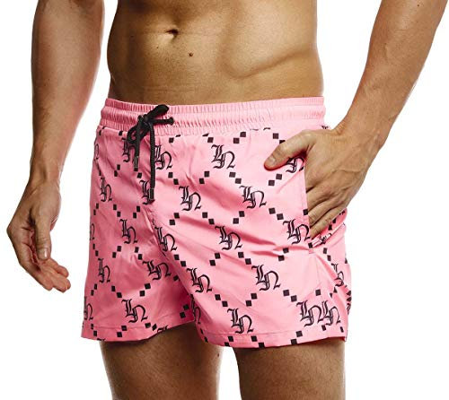 Leif Nelson LN-92535 Short de bain pour homme - Rose - XL