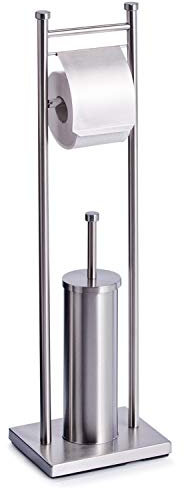 WC-Garnitur mit Toilettenbürste Bürstenhalter Toilettenpapierhalter | Edelstahl | Silberfarben