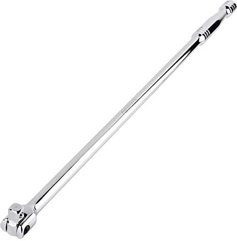 MAXPOWER 600mm/24 Breaker Bar Gelenkgriff Drehgriff mit 1/2 Antriebskopf,Schiebegriff mit Gelenk, Extra Belastbar für Stecknüsse, Steckgriff Bruchfest (Silber Kleiner Kopf)